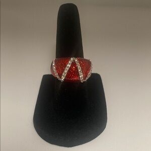 Elegant Red and Silver Women's Ring